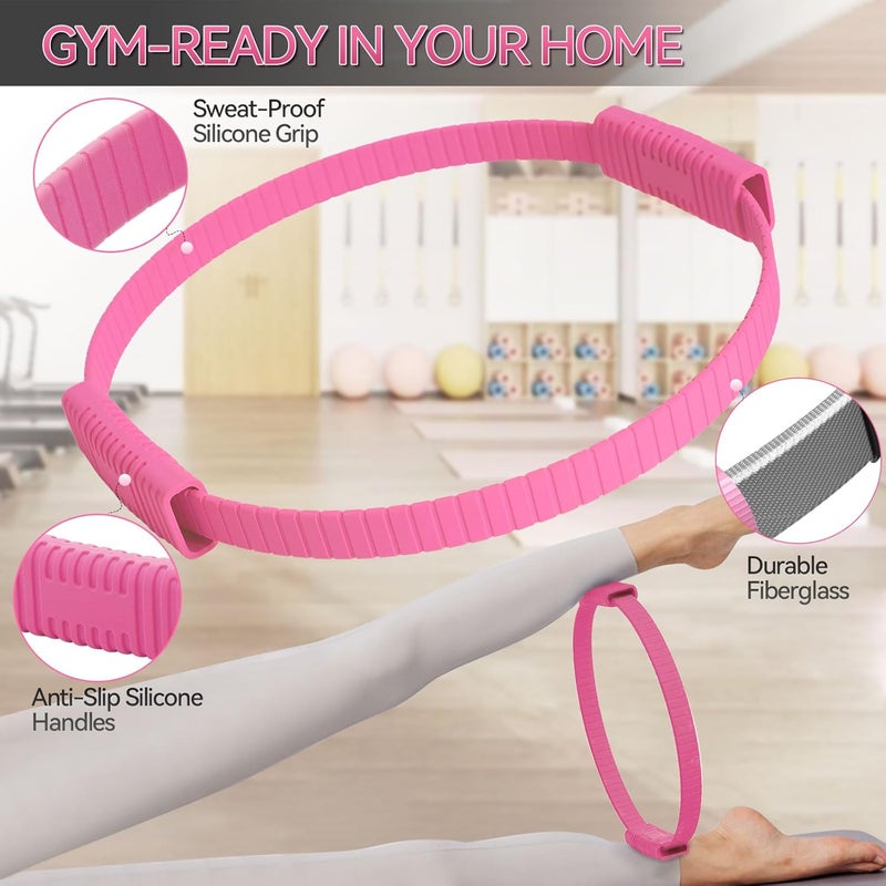 Zmarthumb Pilates Ring, 13.5" Silicone Magic Pilates Fitness Circle with Dual Grip, Lightweight & Durable Flexible Resistance Exercise Equipment for Toning Arms, Thighs, Legs, Core - Image 3